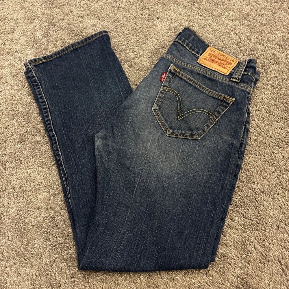 VTG Levis 542 Jeans Mens 34x30 Dark Wash Blue Low Rise Flare Bootcut Denim Rare
